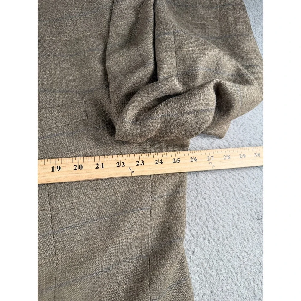 Jos A Bank Reserve Blazer Mens 50L Brown Silk Wool Windowpane Sport Coat